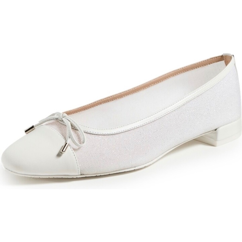 Stuart Weitzman White Glitter Ballet Flat